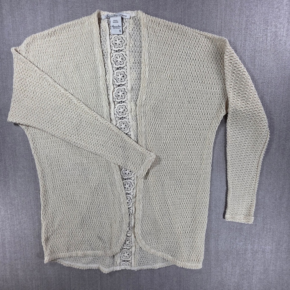 American Rag Cardigan Women S Cream Crochet Lace Back Open Front Knit Sweater